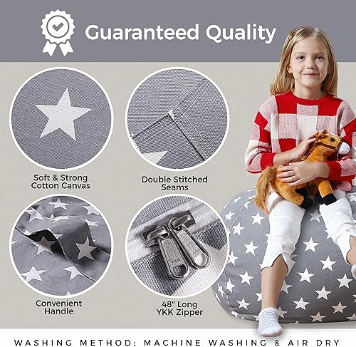 Miniatura 279 de Aubliss - Funda para organizar juguetes de felpa, se convierte en un puf cuando se rellena Se convierte en un puf para niños cuando está lleno. Aqua