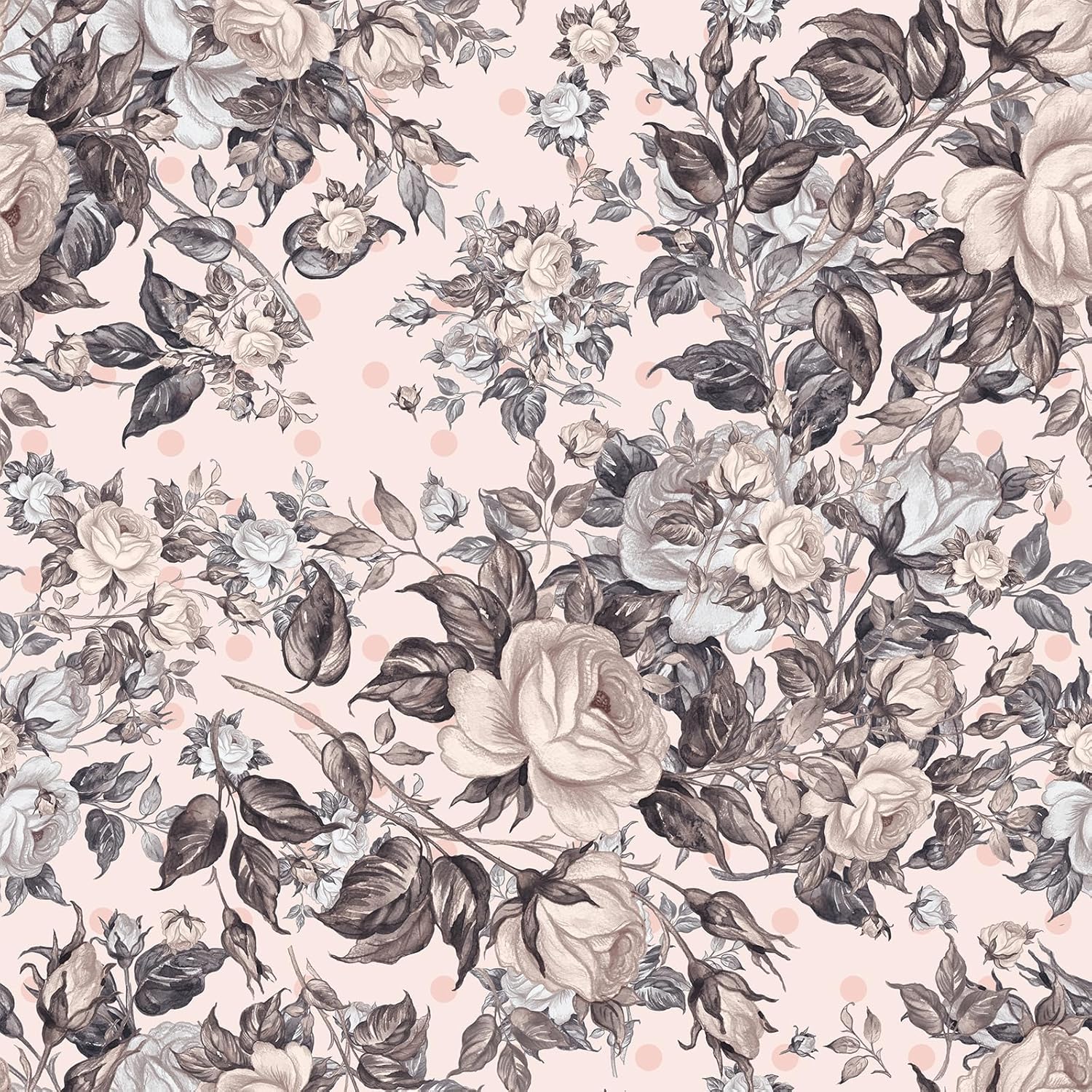VaryStyle 17.7"x118" Vintage Floral Wallpaper Peel and Stick Light Pink Elegant French Rose Flower Wallpaper for Girls Bedroom Bathroom Self Adhesive Removable Floral Contact Paper for Cabinets Walls