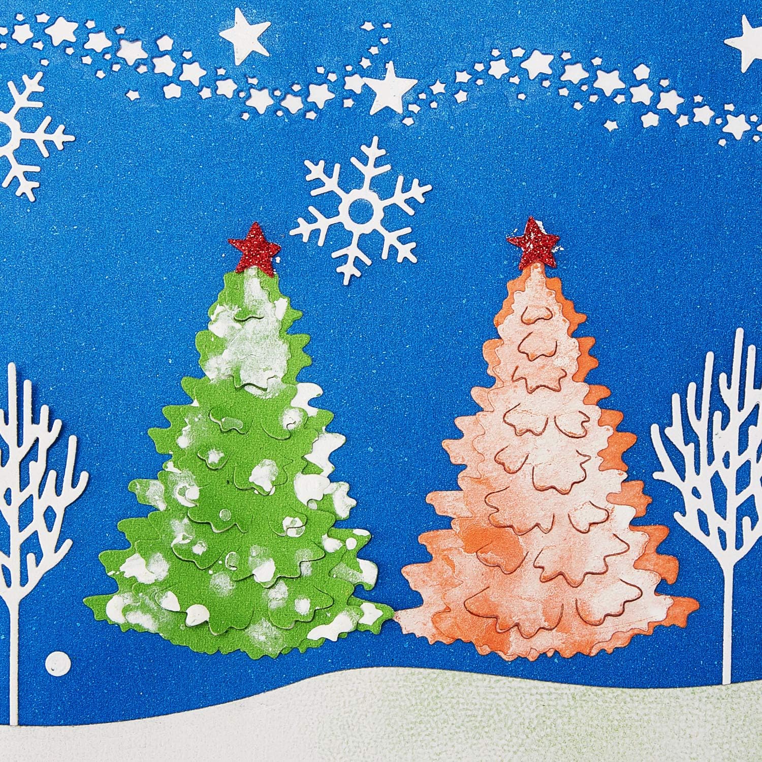 WILLBOND 5 Pcs Christmas Tree Metal Die Cuts for Card Making Scrapbooking