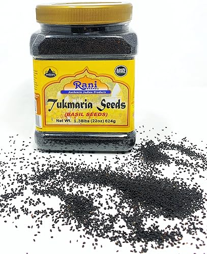 Miniatura 9 de Rani Tukmaria (semillas naturales de albahaca santa) 1.54 libras (24.5 onzas) 24.69 oz utilizado para postres de Falooda / Sabja, especias y