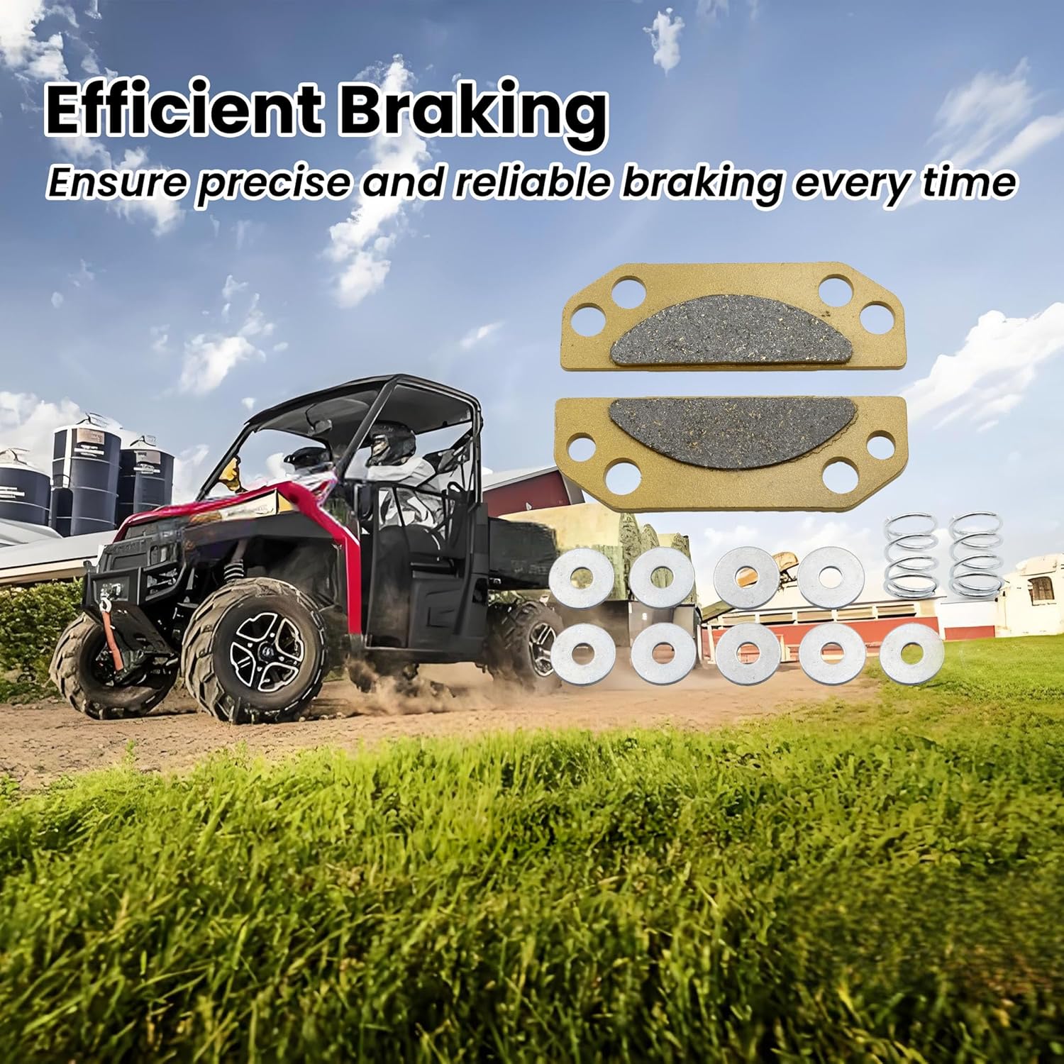 ASTROSYNC Parking Brake Pads Kit with Shims & Springs Fit for Polaris Ranger 500 700 800 900 Diesel EV Replace 2203148 2203147