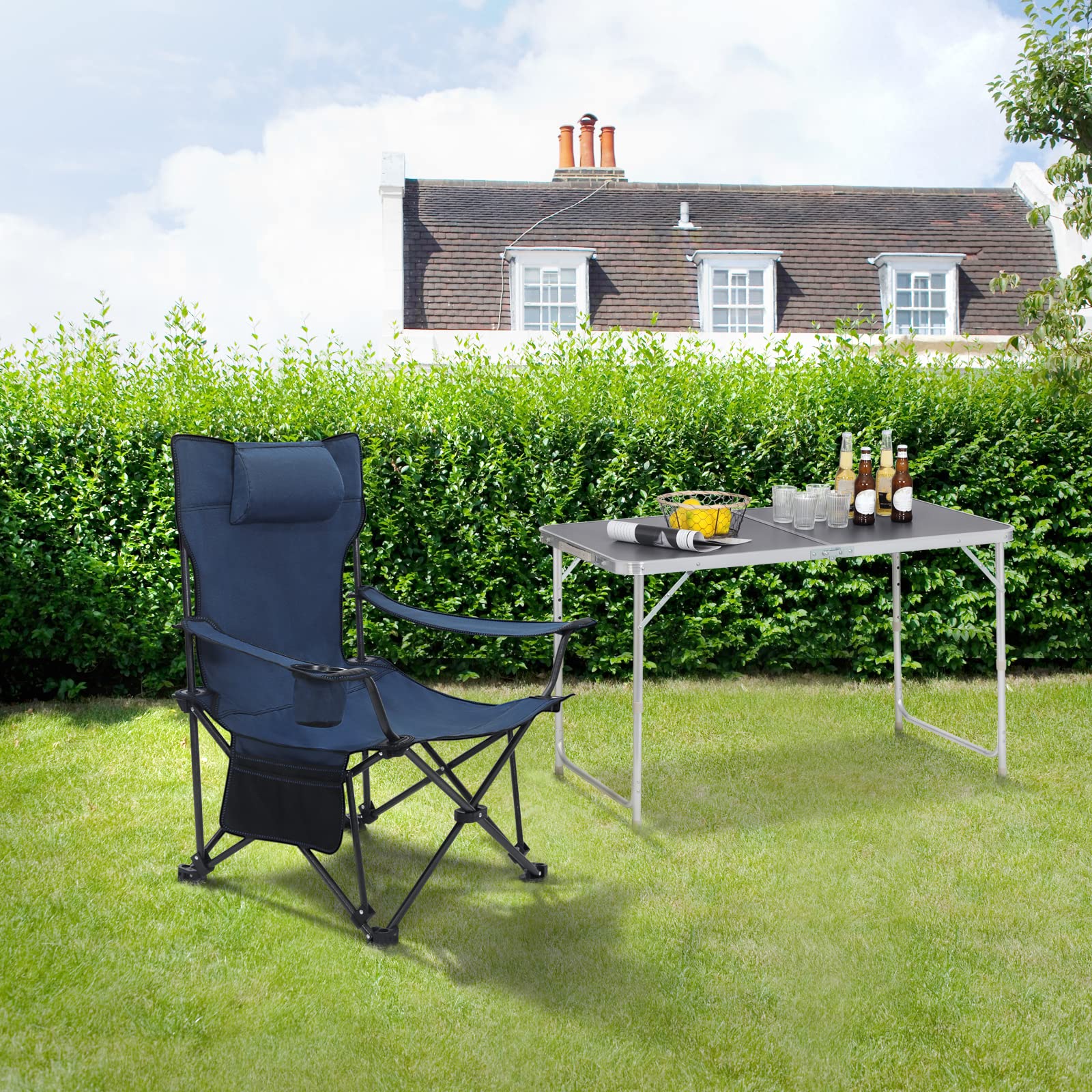 WOLTU Lot de 2 Chaises de Camping Portable, Chaise Pliante pour Camping, avec Sac de Transport, Bleu