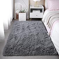 Vista 50 de Alfombras mullidas de 4 x 6 pies para dormitorio de niñas, alfombra de pelo largo lavable en arco iris para habitación de niños, guardería