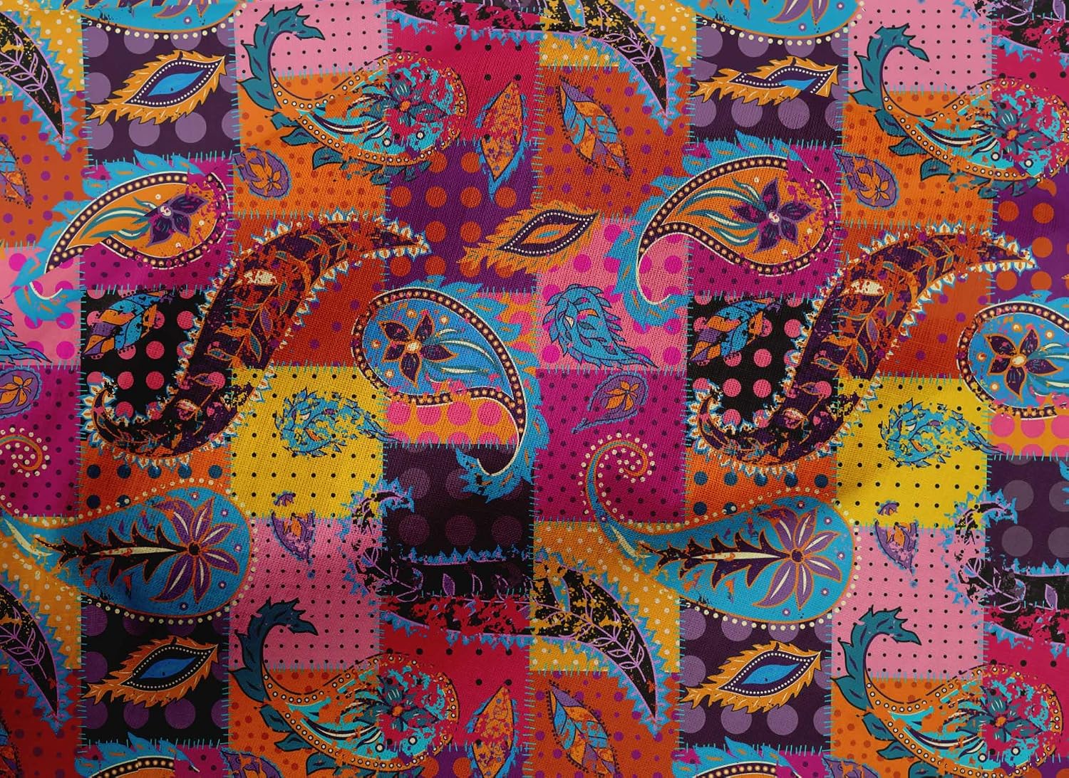 oneOone Cotton Cambric Fuschia Pink Fabric Paisley Patchwork Sewing Fabric By The Yard Printed DIY Clothing Sewing Supplies 42 Inch Wide