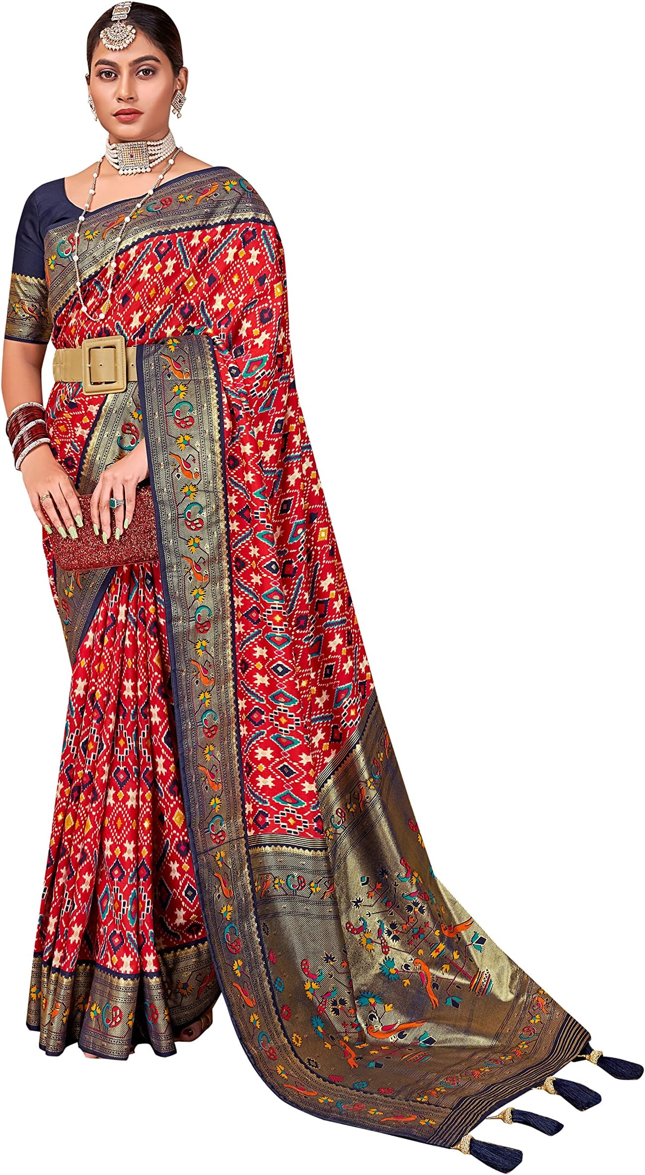 Elina fashion Sarees For Women Banarasi Patola Art Silk Woven Saree l Indian Ethnic Wedding Gift Sari with Unstitched Blouse