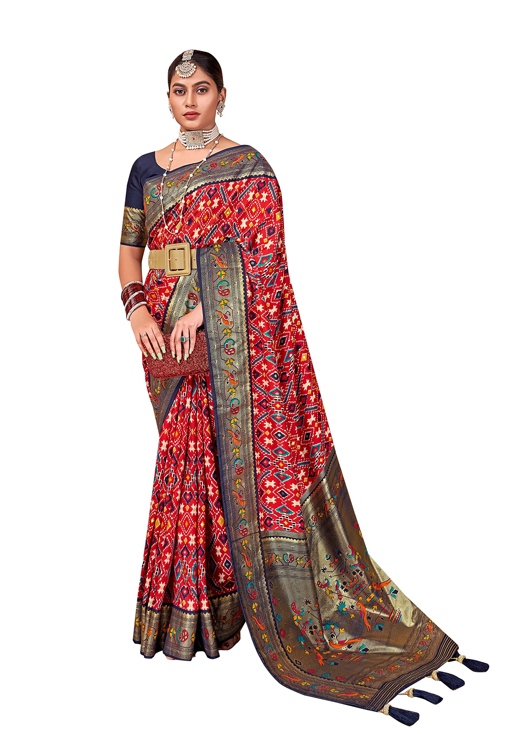 Elina fashion Sarees For Women Banarasi Patola Art Silk Woven Saree l Indian Ethnic Wedding Gift Sari with Unstitched Blouse