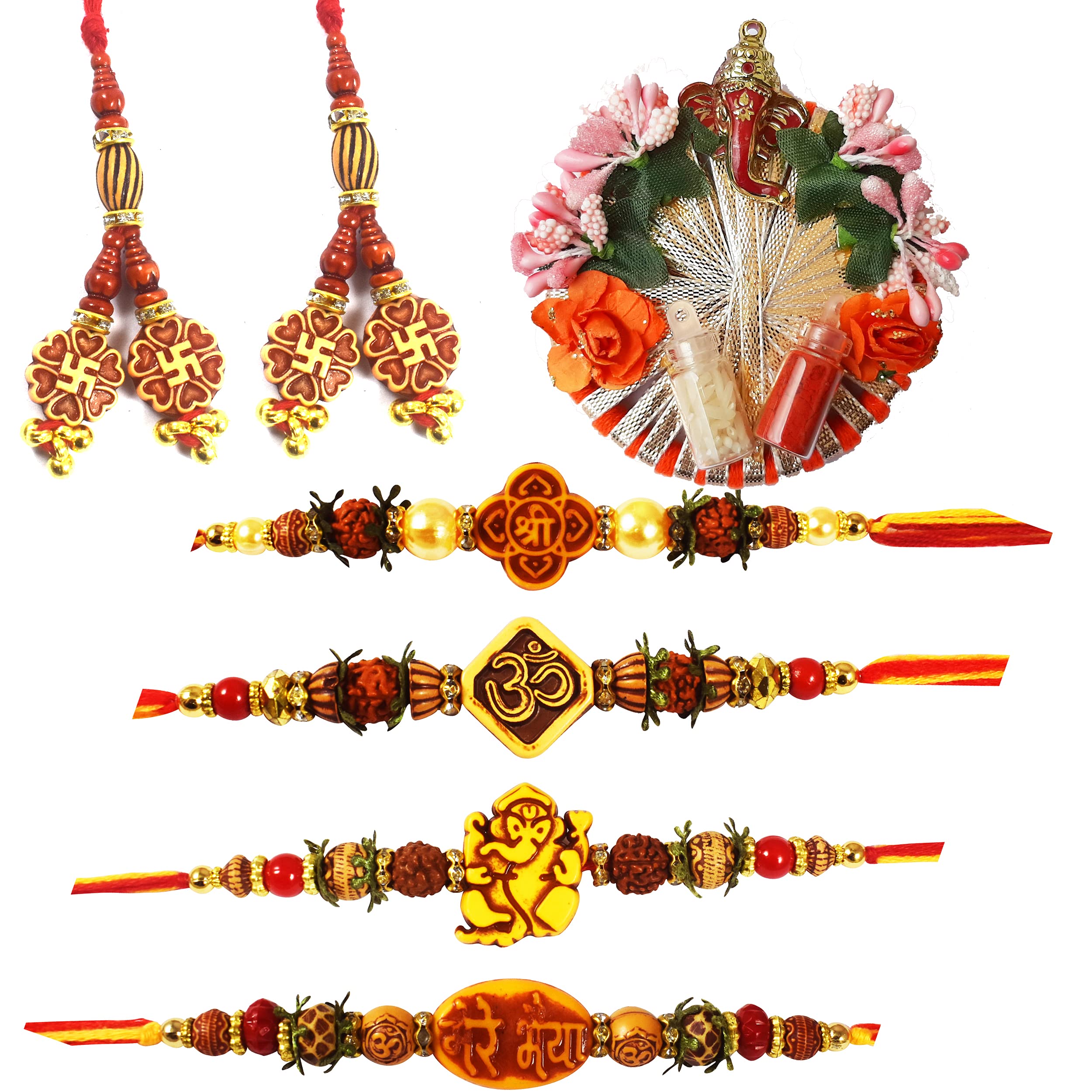Urvi Creations Set Of 4 Rakhi With 2 Pcs Beautiful Bhabhi Bangle Lumba And Roli Chawal Plate Bhaiya Bhabhi Rakhi Set Family Combo Set For Brother Bhaiya Bhai Kids Rakhi Gift For Rakshabandhan Com 26 (B09CLR8WFQ) Amazon Price History, Amazon Price Tracker