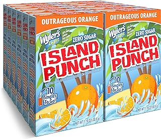Wyler's Light Island Punch Singles To Go, Water Drink Mix, Outrageous Orange, 10 Count, Pack Of 12 (120 Single Servings)