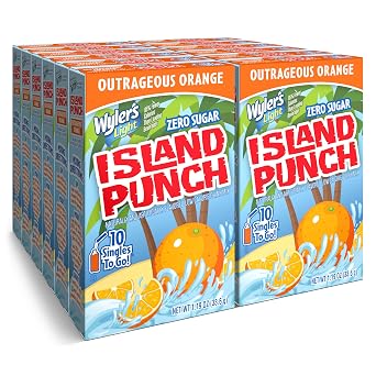 Wylers Light Island Punch Singles To Go, Water Drink Mix, Outrageous Orange, 10 Count, Pack Of 12 120 Single Servings