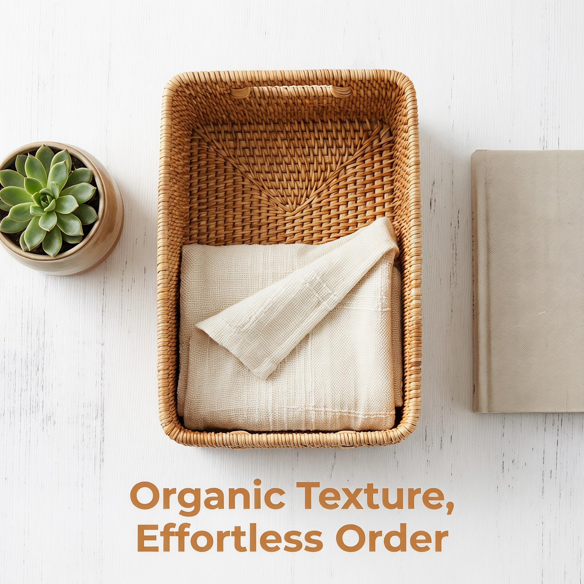 Toddmomy Caja de almacenamiento de ratán tejido para cocina y despensa, baúl grande de mimbre con asas integradas, ideal para artículos diversos, baño y artículos esenciales del hogar. Medidas: