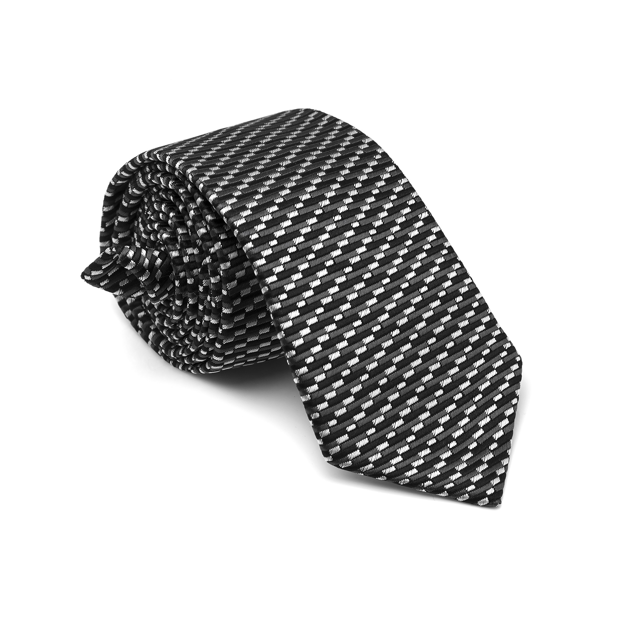 Loviena Gallant Black & White Pattern Premium Men's Tie Black & White Free, One Size