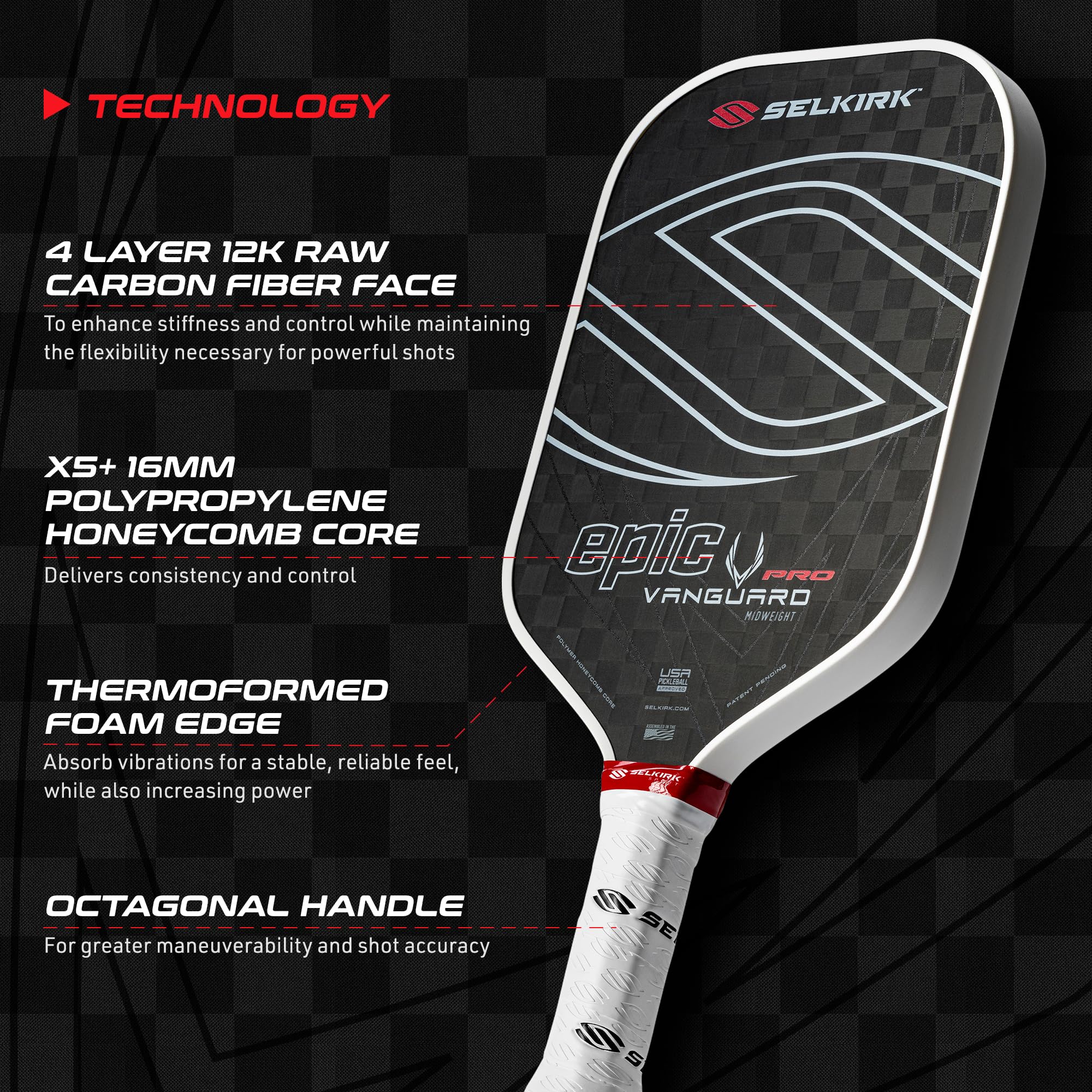 Amazon.co.jp: Selkirk Sport Vanguard Pro ピックルボールパドル 