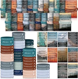 Cunno 100 Set Plan of Salvation Gospel Tracts Cards Christian Gifts Bookmarks and Bible Verse Silicone Bracelets Bulk for Evangelism Scripture Pocket Prayer Gifts for Women Men Ministering