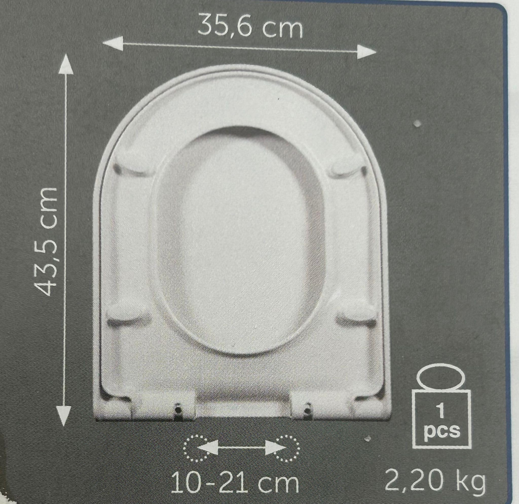 Copriwater a forma U Sedile Wc, Copro wc con chiusura ammortizzata TD7 Polisedil in PP Bianco Termoindurente Antibatterico Soft-Close