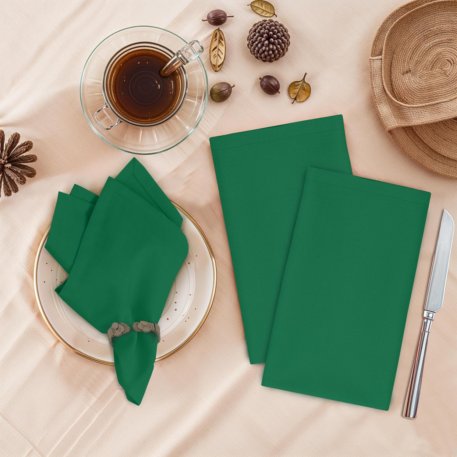 Ruvanti Cloth Napkins Set of 6, 100% Cotton 18”x18” - Amazon image 2