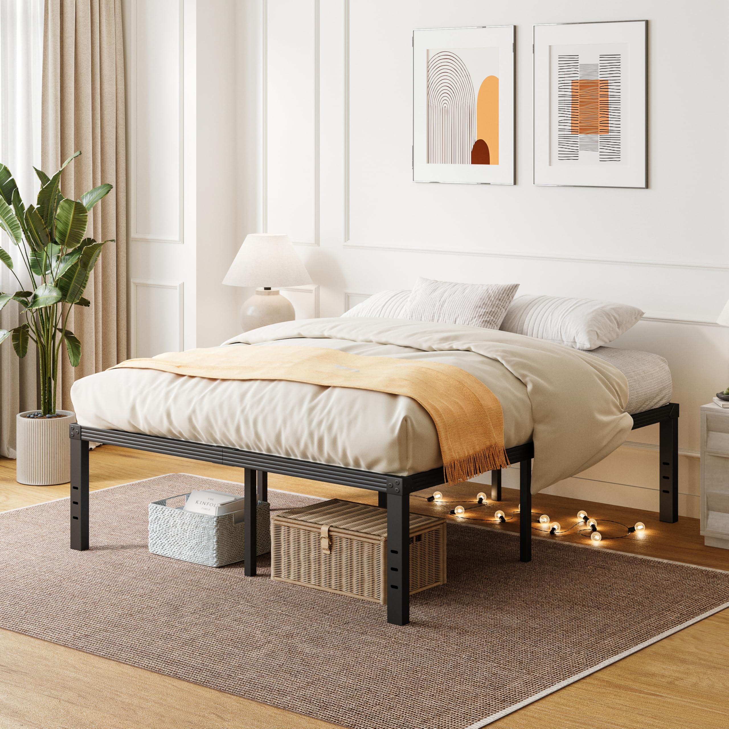 Amazon｜ZIYOO クイーンサイズベッドフレーム 16インチ