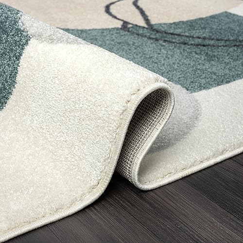 Miniatura 4 de Abani Deco Collection - Alfombra de área, diseño minimalista cremaverde, 4 x 6 pies, fácil de limpiar, duradera para niños y mascotas, no desprende
