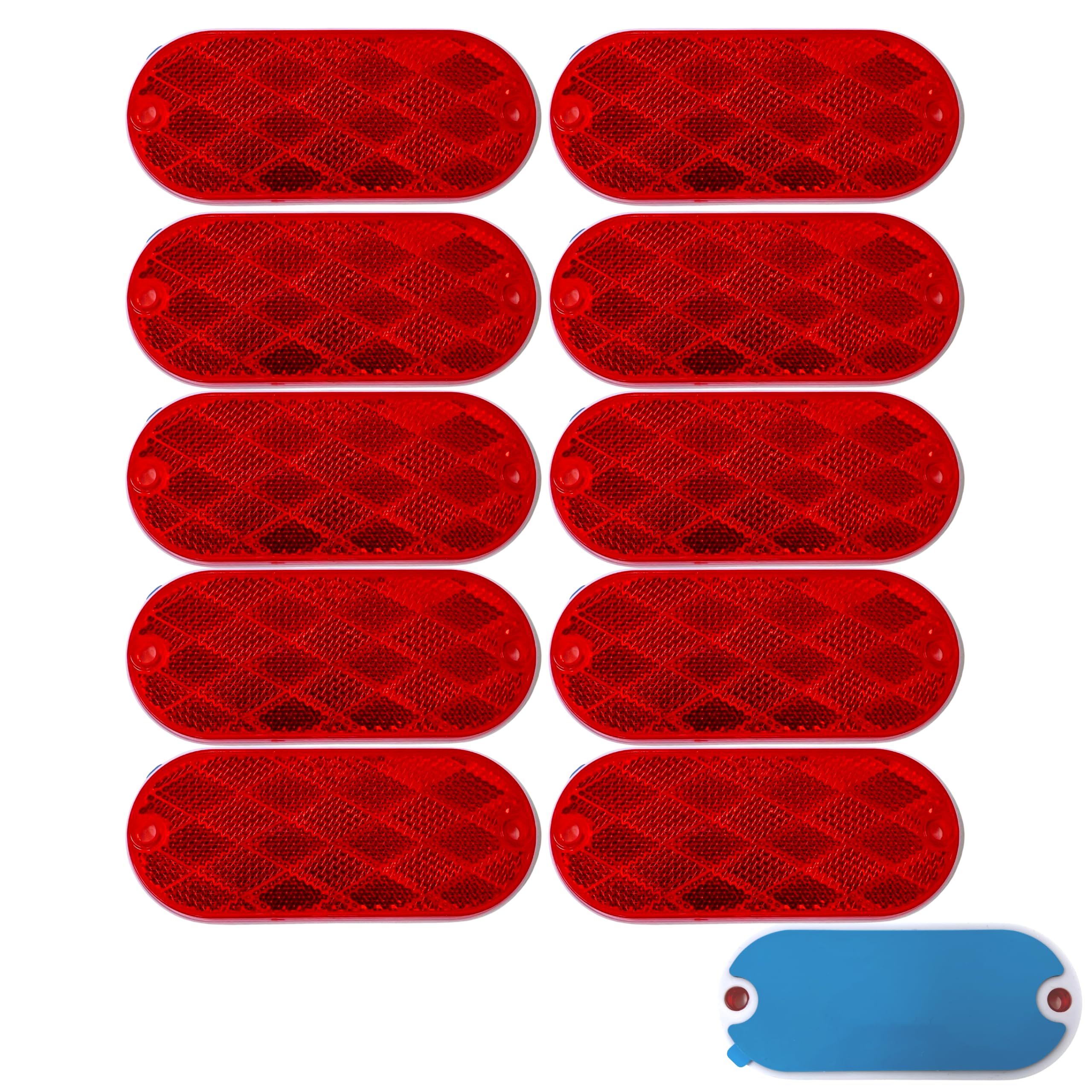 Oval Reflectors Red/Amber Self Adhesive Or Drill
