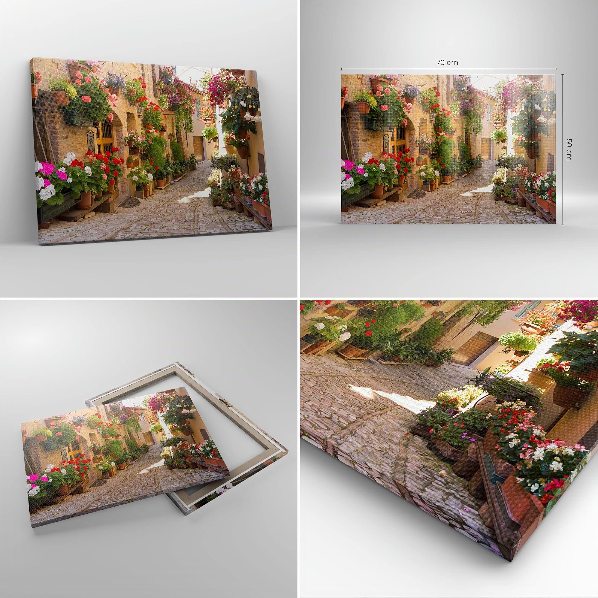 Quadro su Tela 70x50 cm Stampe da Parete Architettura Botanica - 3586 | Fiore Strada Casa Quadro Decorativo Piccolo 1 pezzo Soggiorno Camera da Letto Arte da Parete Decorazione da Parete ARTTOR