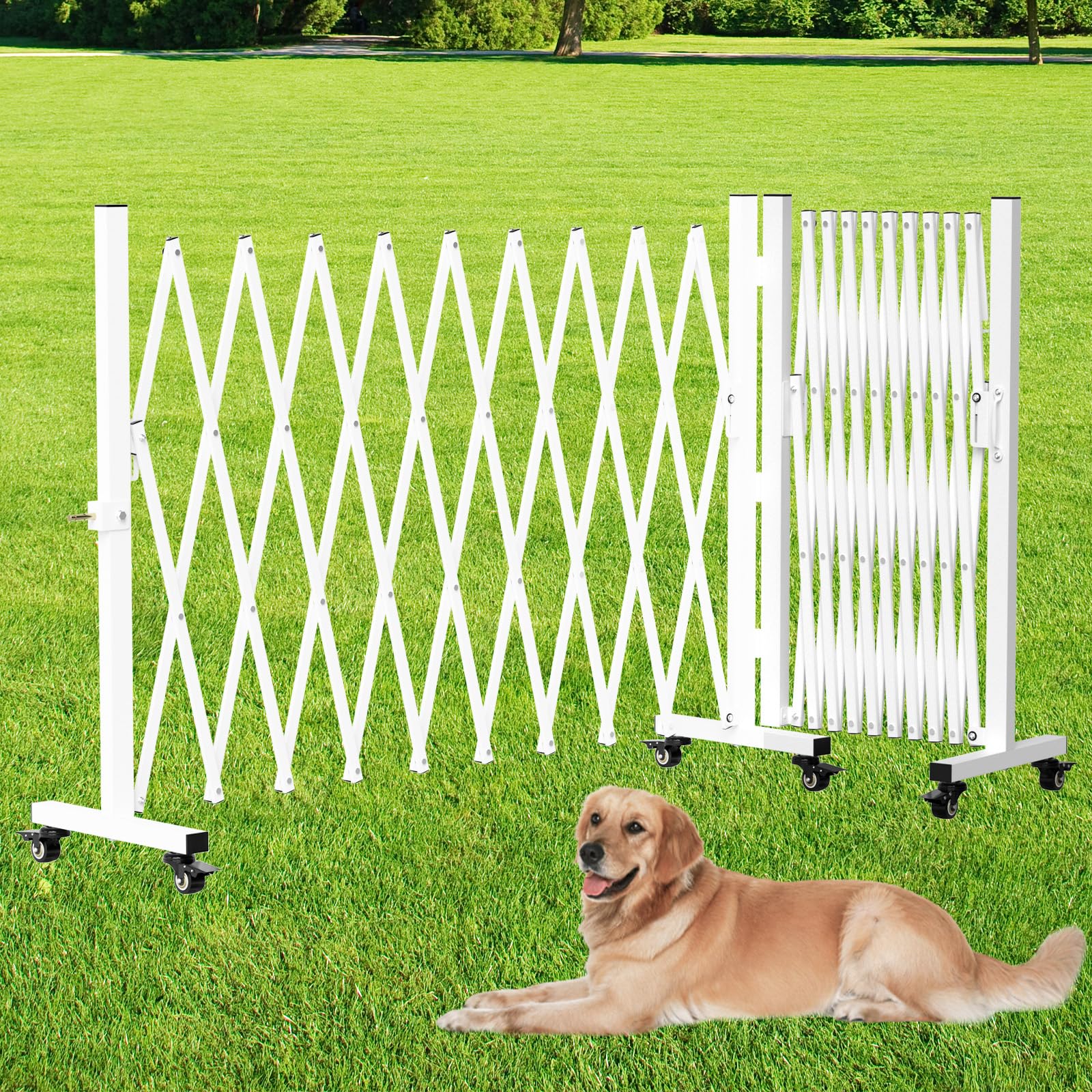 Retractable Outdoor Dog Gate, 207'' Wide Driveway Gate Expandable