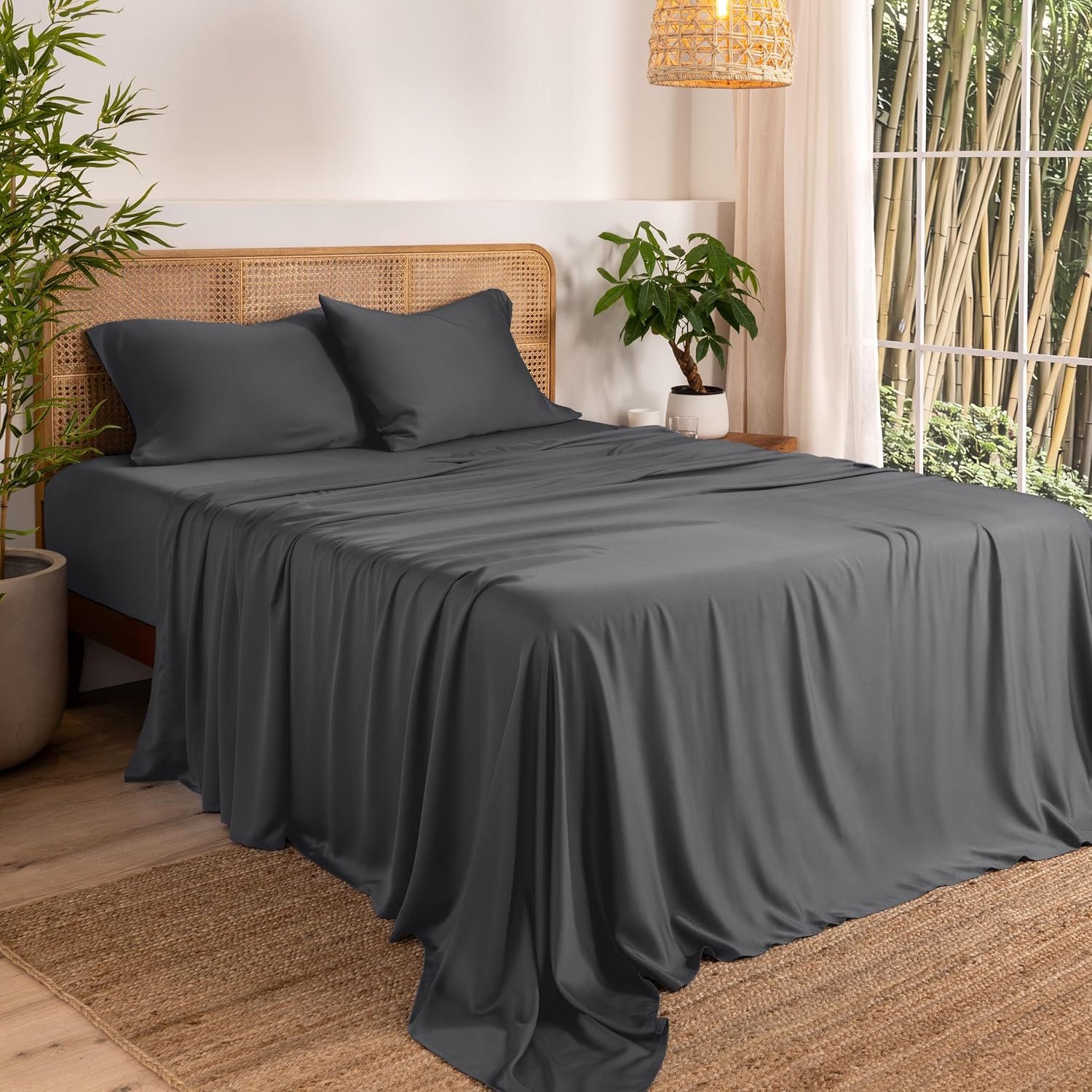Bare Home 100% Rayon derived from Bamboo Luxury Twin XL Sheet Set - 3 Piece Bedding Set - Deep Pockets - Cooling Sheets - Breathable - Easy Fit - Soft Bedding Sheets & Pillowcases (Twin XL, Grey)
