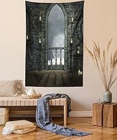 Vista 68 de Ambesonne Tapiz de cornamentas, cervatillo de ciervo de cola blanca en el desierto en el campo, tema de caza rural, colgante de pared