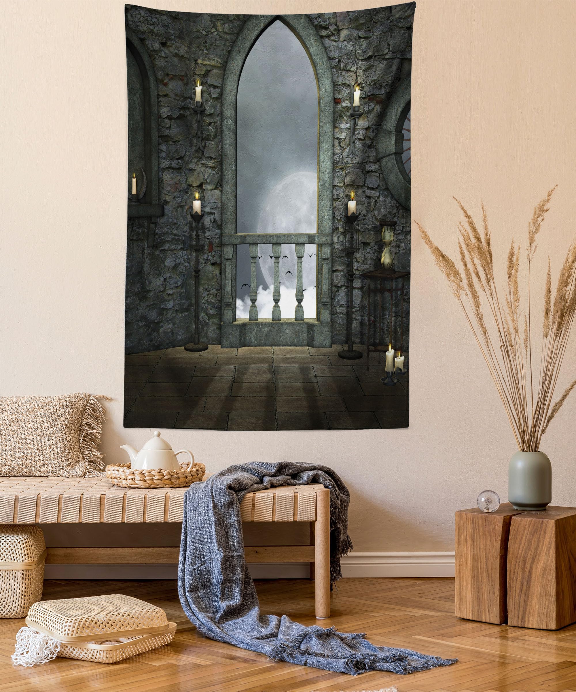 Ambesonne Mystic Forest Tapestry - Dark Fog Woodland Wall Hanging For Bedroom, Living Room, Or Dorm