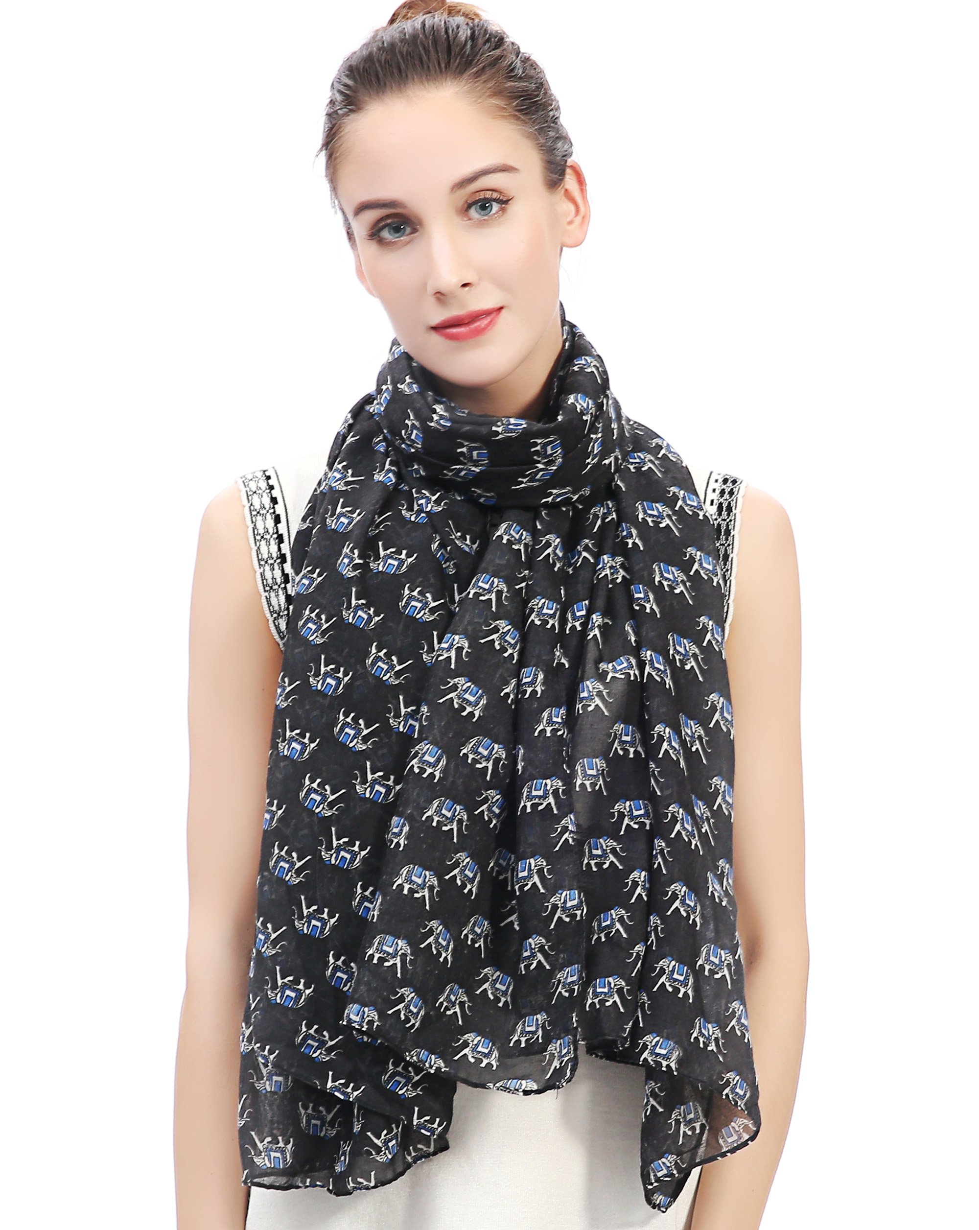 Écharpe Femme Tendance Cheerful Elephant - Foulard Polyvalent 100% Polyester Doux