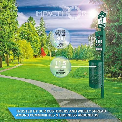 Miniatura 2 de Estación de residuos para perros para exteriores, diseño con 4 bolsas y 800 bolsas de excremento de perro, 50 forros para latas de residuos, 3