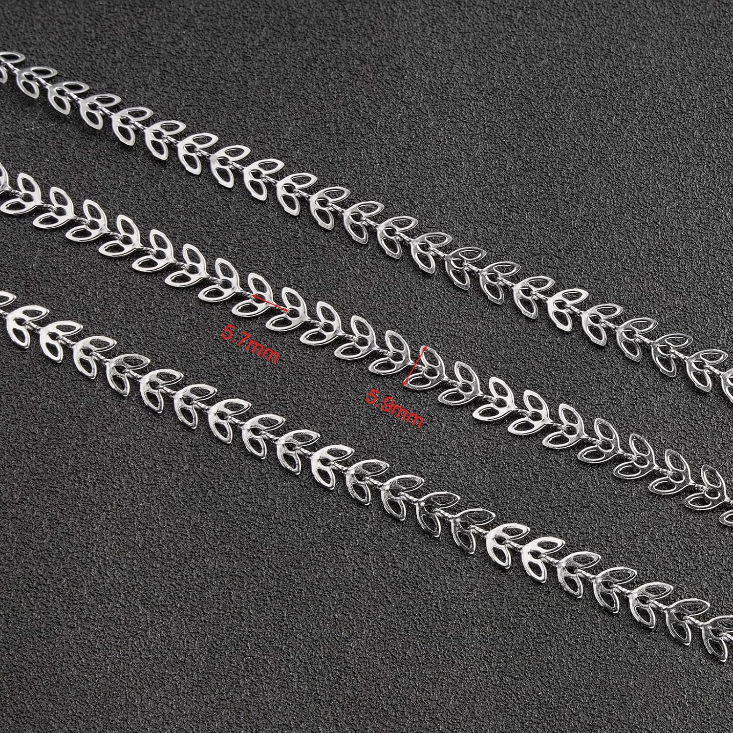 UMAOKANG 16.4 Feet Stainless Steel Chain for Jewelry Making, Hollow Leaf Chains Bulk on Spool with Jump Rings and Lobster Clasps - Image 3