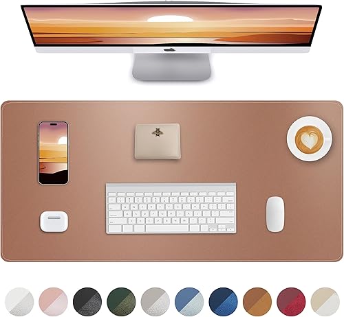 Miniatura 42 de Tapete protector para escritorio y mouse, antideslizante, de piel sintética, tapete impermeable de escritura para laptop, para oficina y hogar