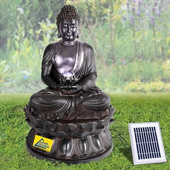 Garden Fountain Decorative Fountain Indoor Fountain Waterfall Water Feature for Garden Garden Pond Solar - Fountain Buddha Eternity with LED Light