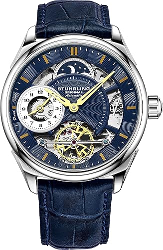Stuhrling Mens Automatic Dress Watch Stainless Steel with Automatic Skeleton