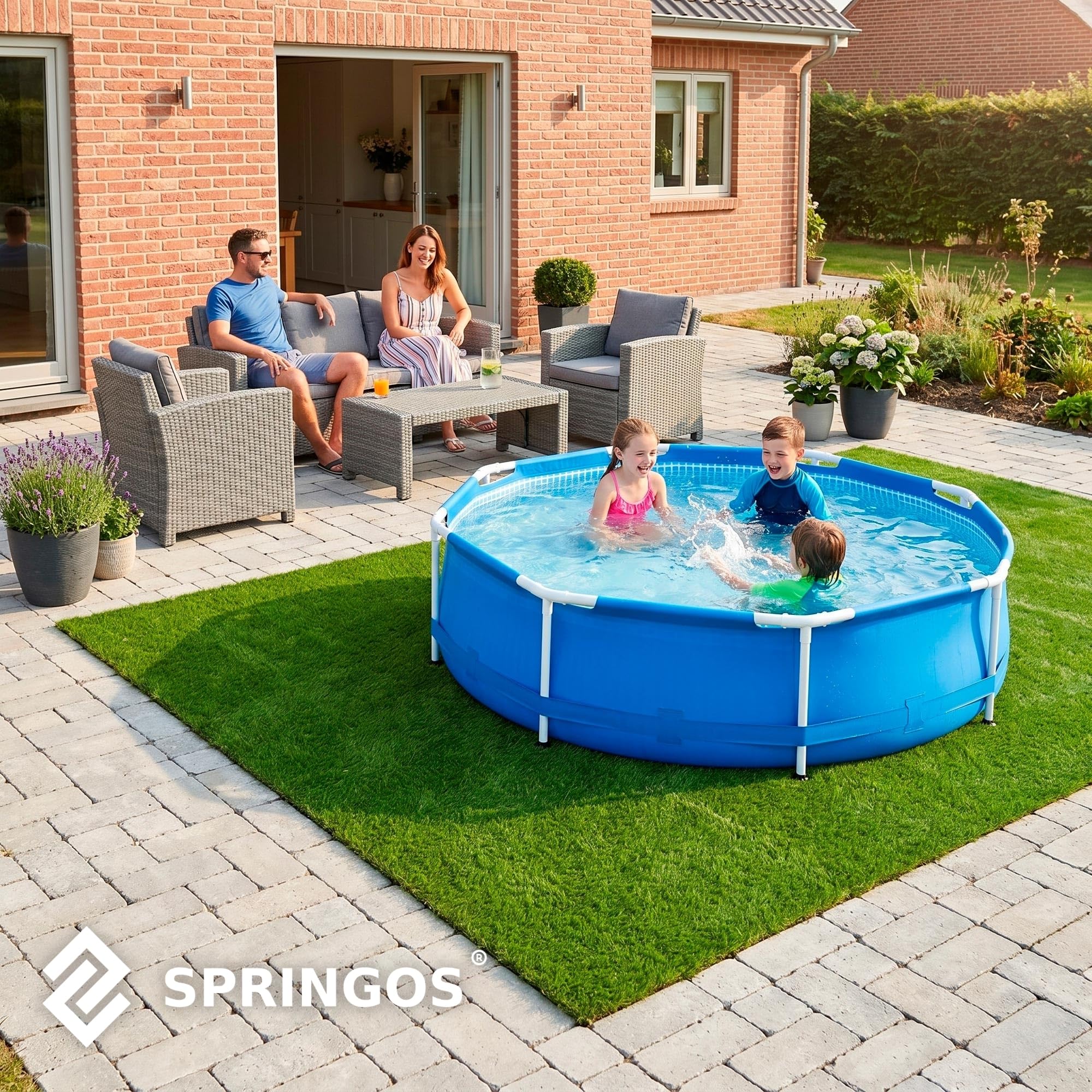 SPRINGOS Césped artificial 5 x 1 m, 20 mm, alfombra de jardín, resistente a los rayos UV, con agujeros de drenaje, hierba artificial, exterior, para balcón, terraza, patio, mascotas