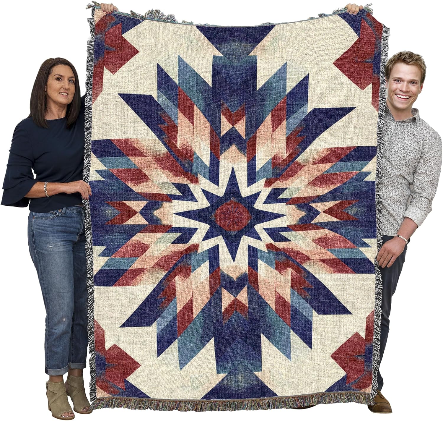 Pure Country Weavers Barn Quilt - Americana Gift Tapestry Throw Blanket Woven from Cotton - Made in The USA (72x54)