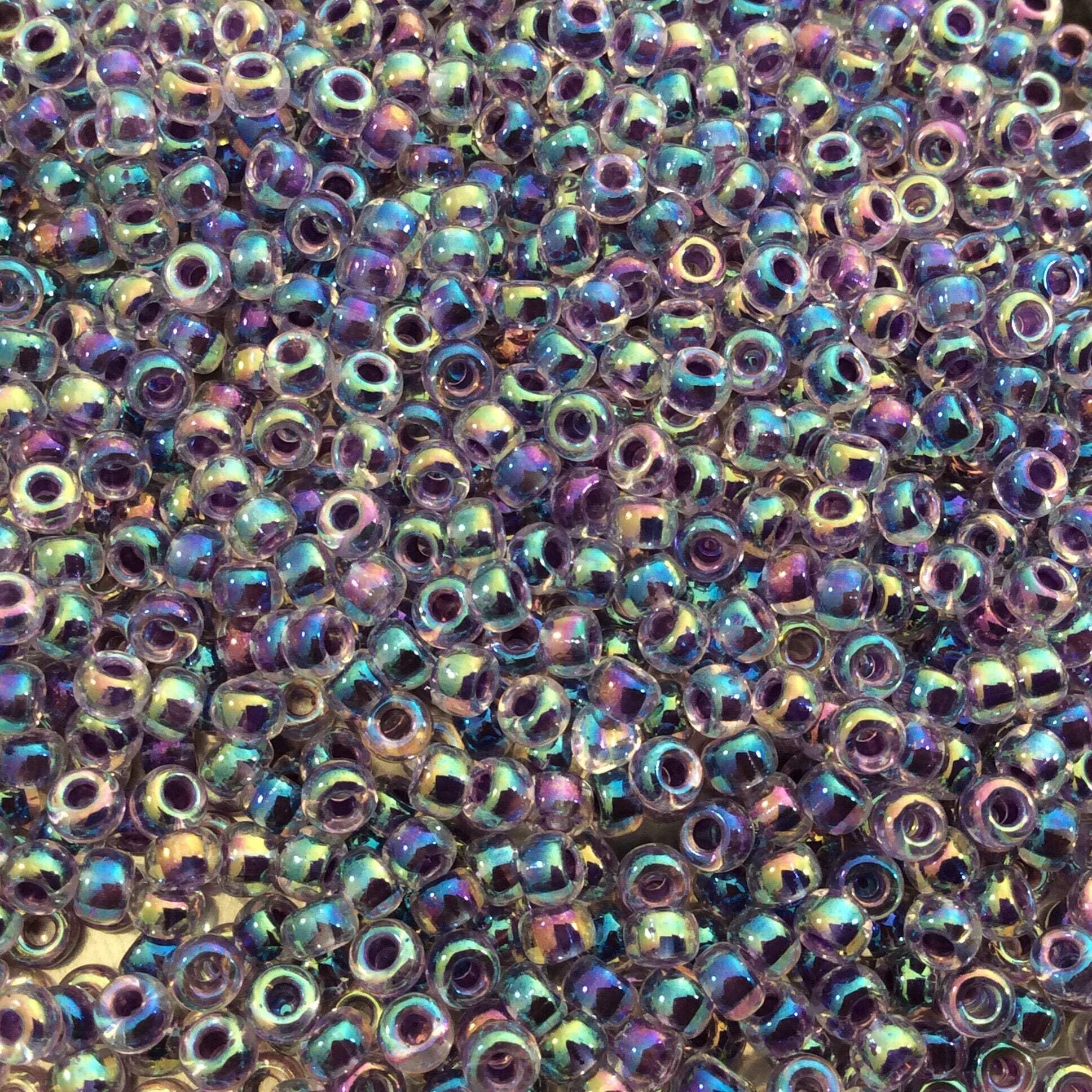 Round Seed Beads Size 8/0 22g Amethyst Lined Crystal AB