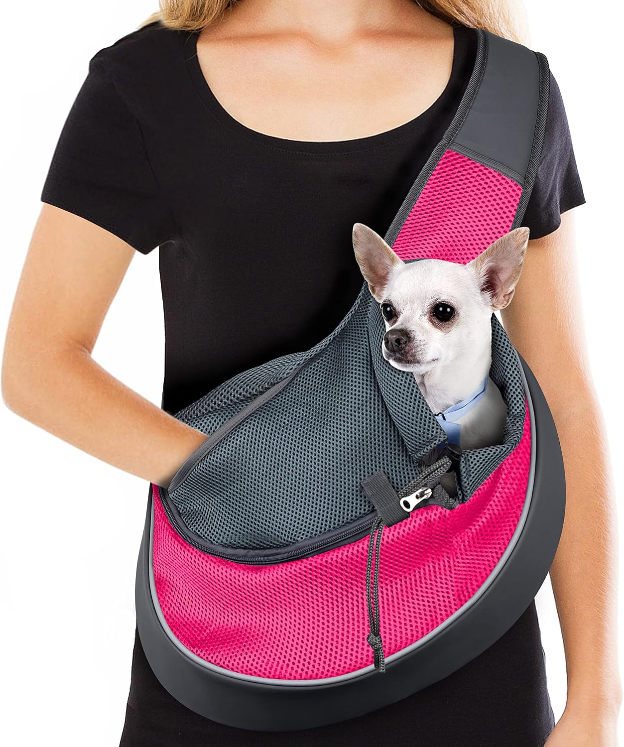 WOYYHO Pet Dog Sling Carrier Puppy Sling Bag Small Dogs Cats Carrier Adjustable Strap Mesh Hand Free Dog Satchel Carrier for Outdoor…