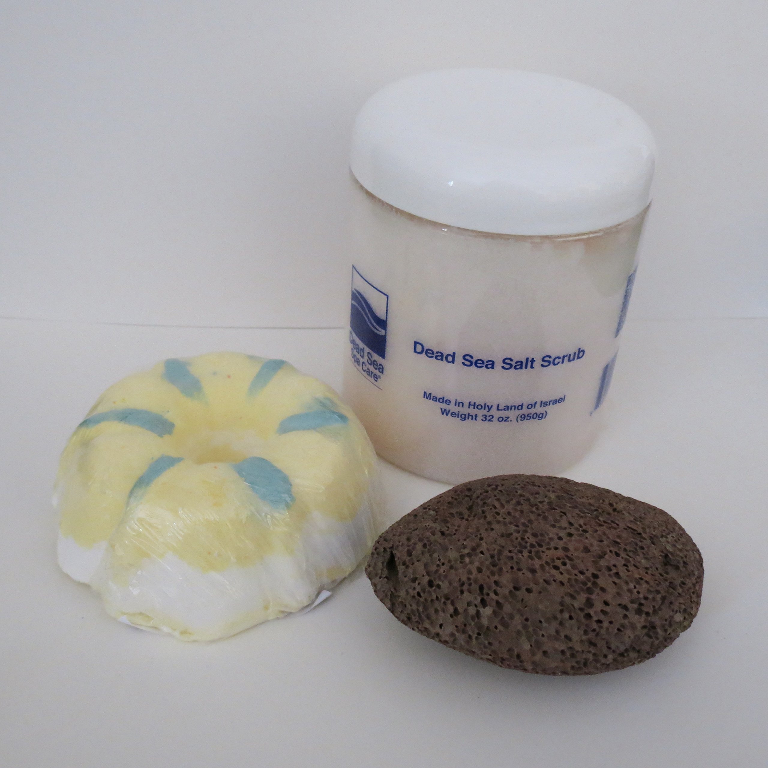Bath Bombs: Lemmon Verbena 32 oz Serenity Dry Salt Scrub and Pumice Stone by Dead Sea Spa Care, Bubble Bath
