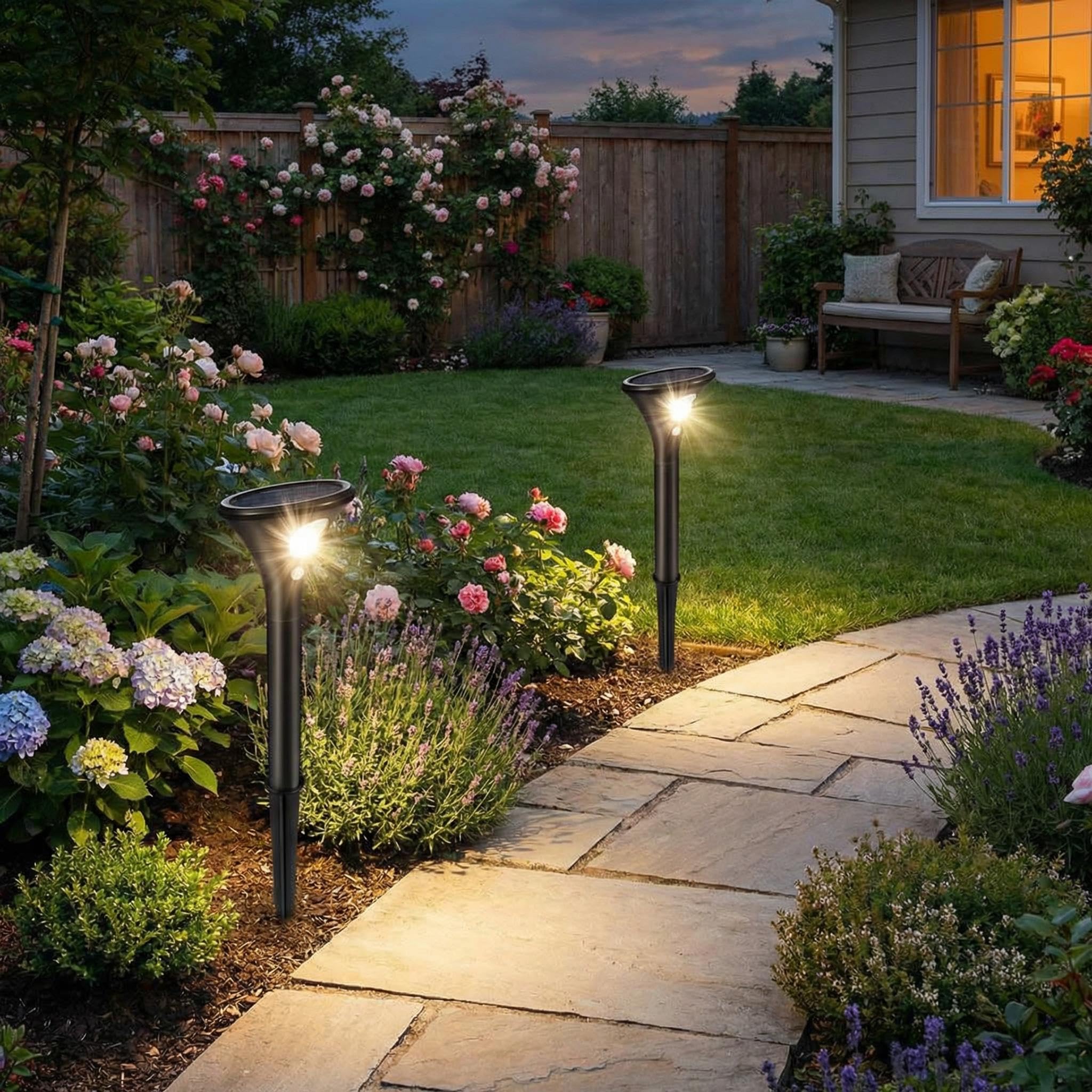 Garvee Solarlampen für Außen – Gartenleuchten mit Bewegungsmelder – 2 Beleuchtungsmodi – IP65 wasserdicht, automatische Ein/Aus Funktion – für Garten, Patio, Rasen, Weg, Sicherheitsbeleuchtung – als