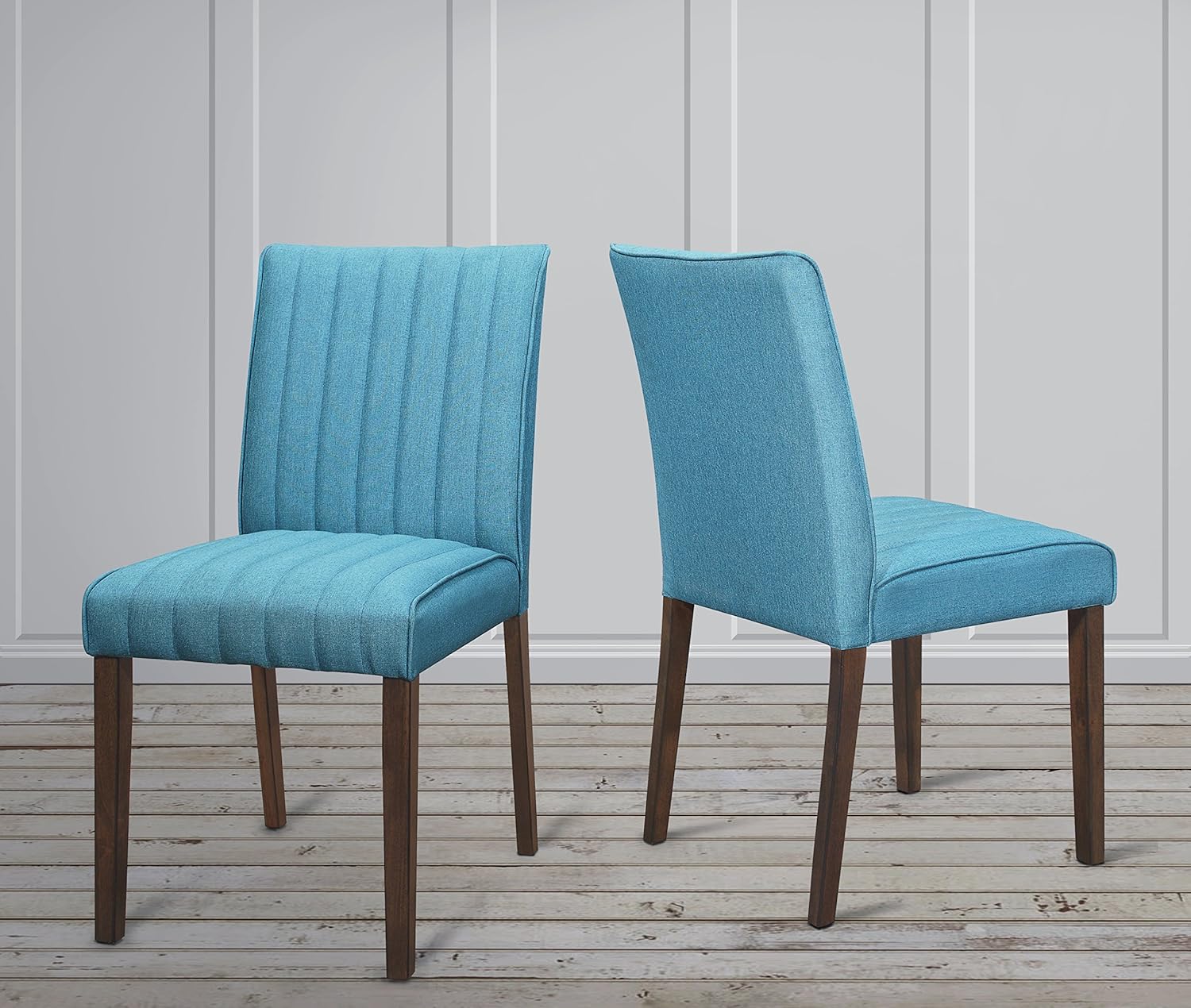 Amazon.com - Teal Fabric Upholstered Dining Chair SET OF TWO Solid ...