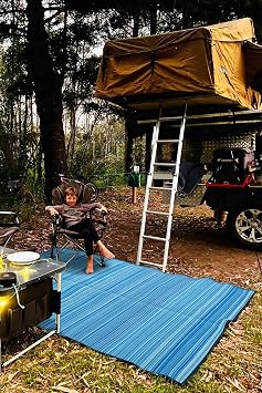 Foldable Blue Beach Camping Picnic Garden Balcony Terrace Wicker Carpet Mat Savanna Rug Caravan Carpet 90x180