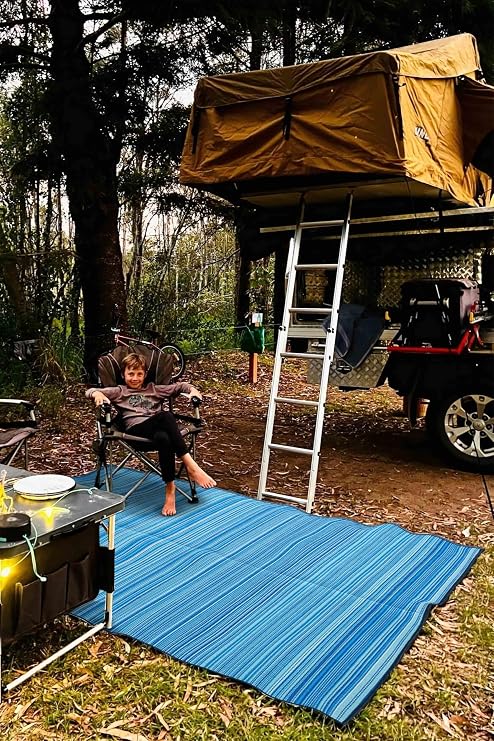 Foldable Blue Beach Camping Picnic Garden Balcony Terrace Wicker Carpet Mat Savanna Rug Caravan Carpet 90x180