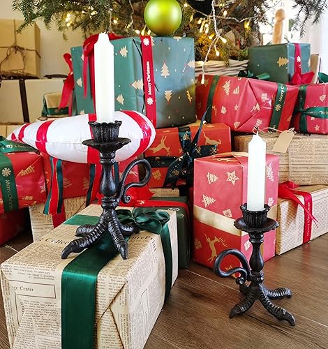 Miniatura 6 de Candelabros de pie de garra, portavelas cónicos, juego de 2 portavelas negros