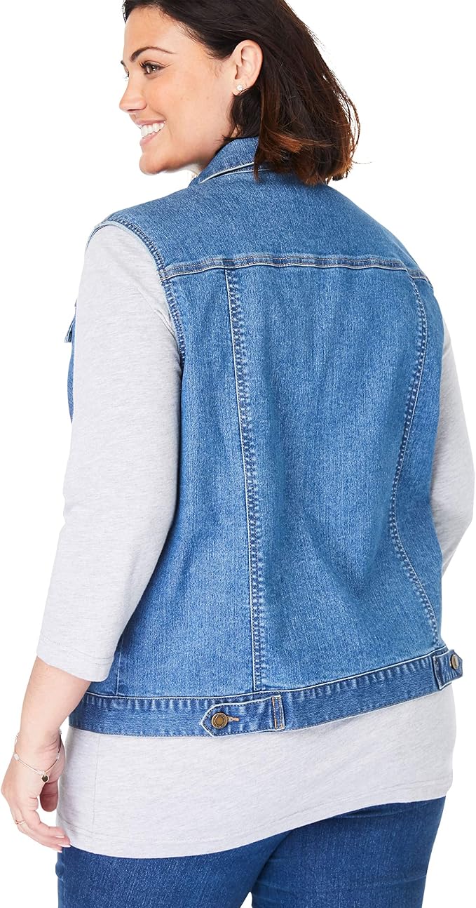 Plus Size Stretch Denim Vest at Amazon 
