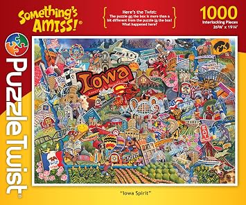 PuzzleTwist - Iowa Spirit - 1000 Piece Jigsaw Puzzle, Somethings Amiss! Series, Unique Challenging Fun for Adults Family Teens, Made in USA