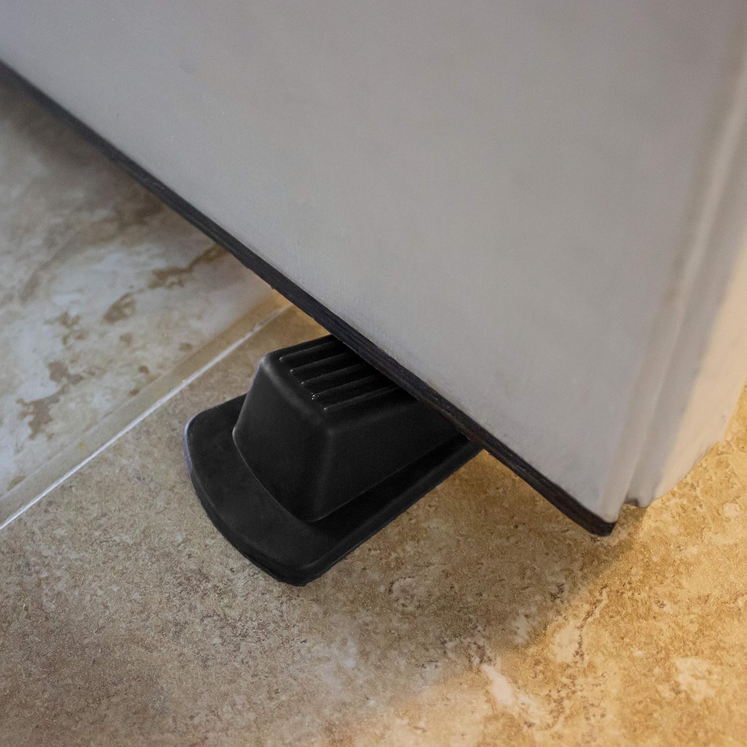 S&T INC. Heavy Duty Rubber Door Stopper for Residential and Commercial Use, Black, 4.8 in. x 2.2 in. x 1.3 in, 4 Pack : Office Products