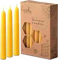 Battery Candles Beeswax Skinny Taper Candles - 50 Pack Natural Dripless Decorative Candles Skinny Taper Candles 50 Pack