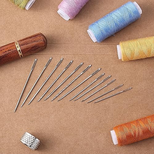 Miniatura 9 de Mr. Pen - Agujas grandes para coser a mano, 50 piezas, varios tamaños con tubo de almacenamiento de madera, agujas de coser, bordado de plata