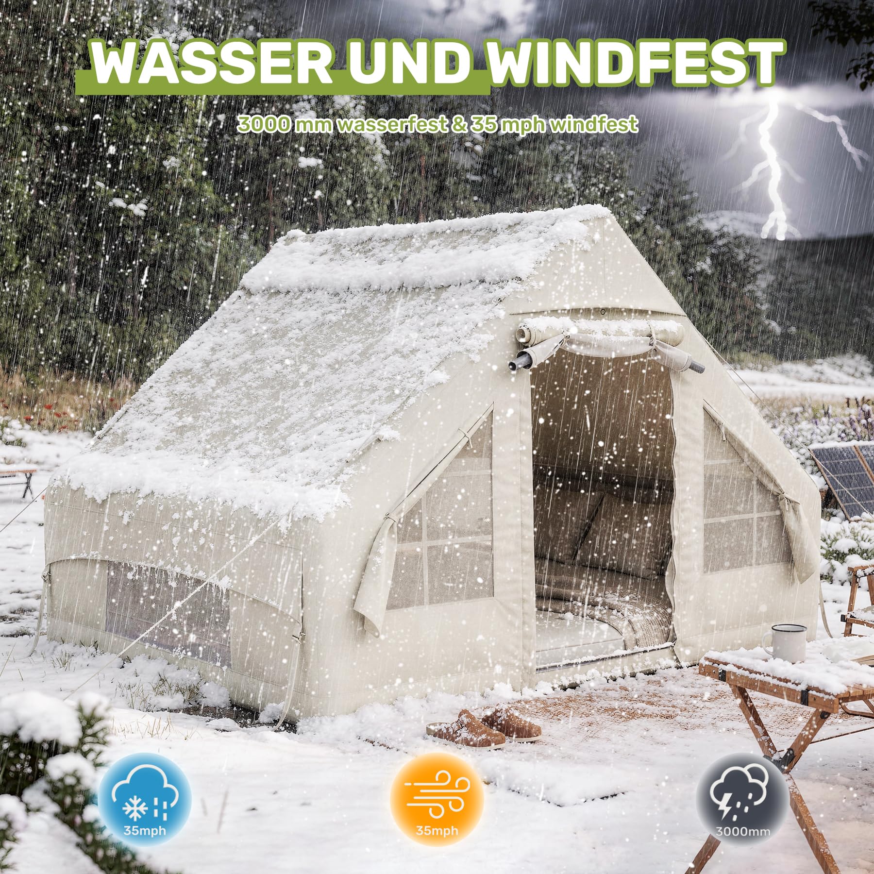 Hawthyhome Aufblasbares Zelt 3x2m, Campingzelt für 2-6 Per mit Luftpumpe aus Wasserdichtem Oxford-Stoff für Jahreszeiten, Schneller Aufbau Luftzelte