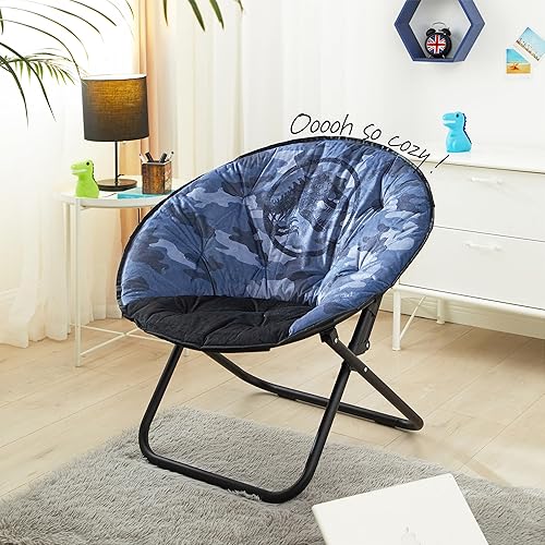 Miniatura 6 de Idea Nuova Jurassic World Silla plegable Saucer de felpa con plegable de 32 pulgadas y marco de metal para niños, adolescentes y adultos